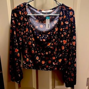 Lush-Naomi square neck cropped knit top